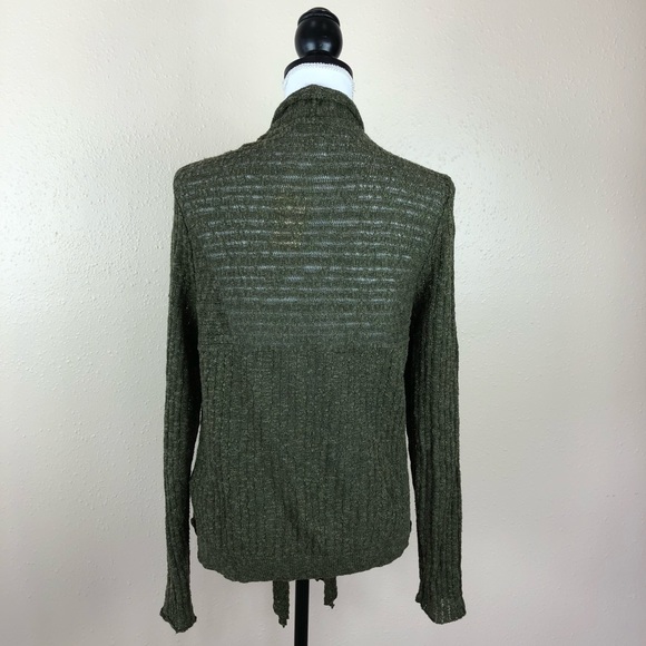 NWT Lucky Brand Olive Green Open Front Sweater M - Picture 5 of 8